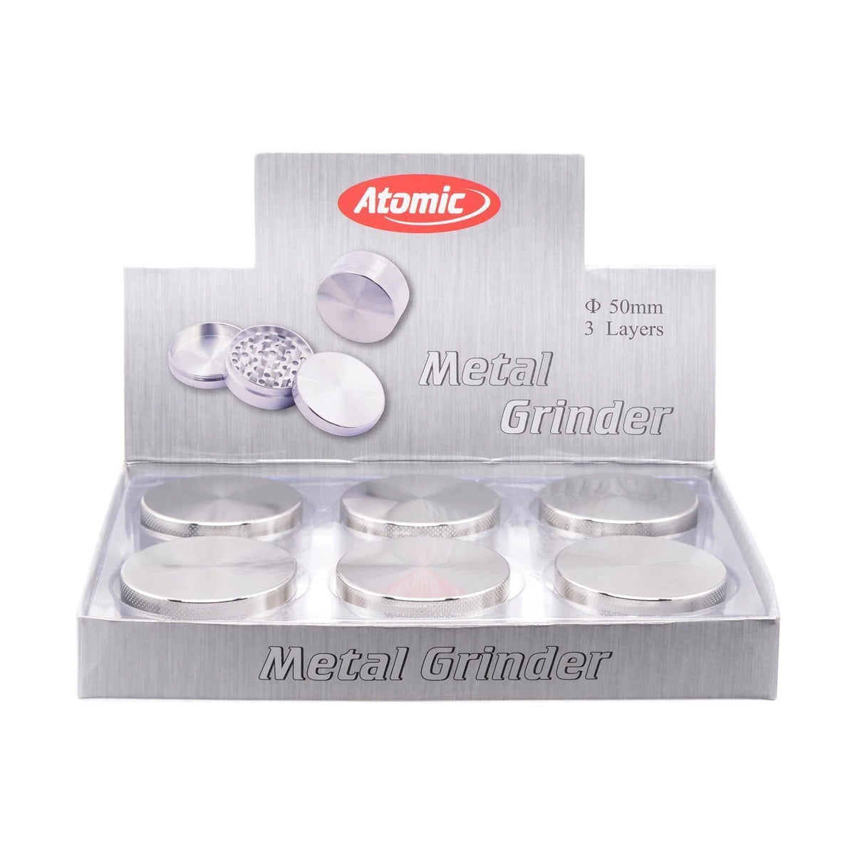 Atomic Metal Grinder 3-teilig - 50mm - Chrom Atomic