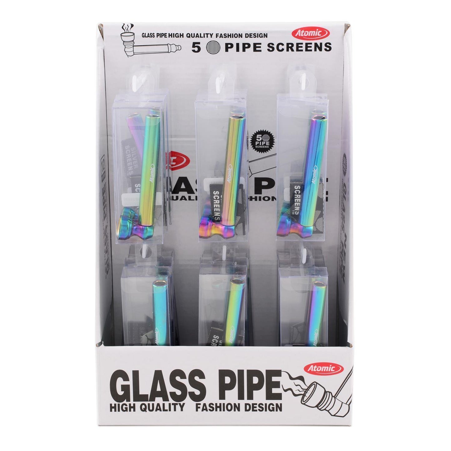 Atomic Mini Glass Pipe Rainbow inkl. Ersatzsiebe