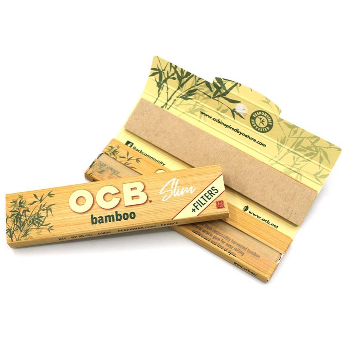 OCB Bamboo King Size Slim Papers + Filter Tips - 32 Blättchen & 32 Tips