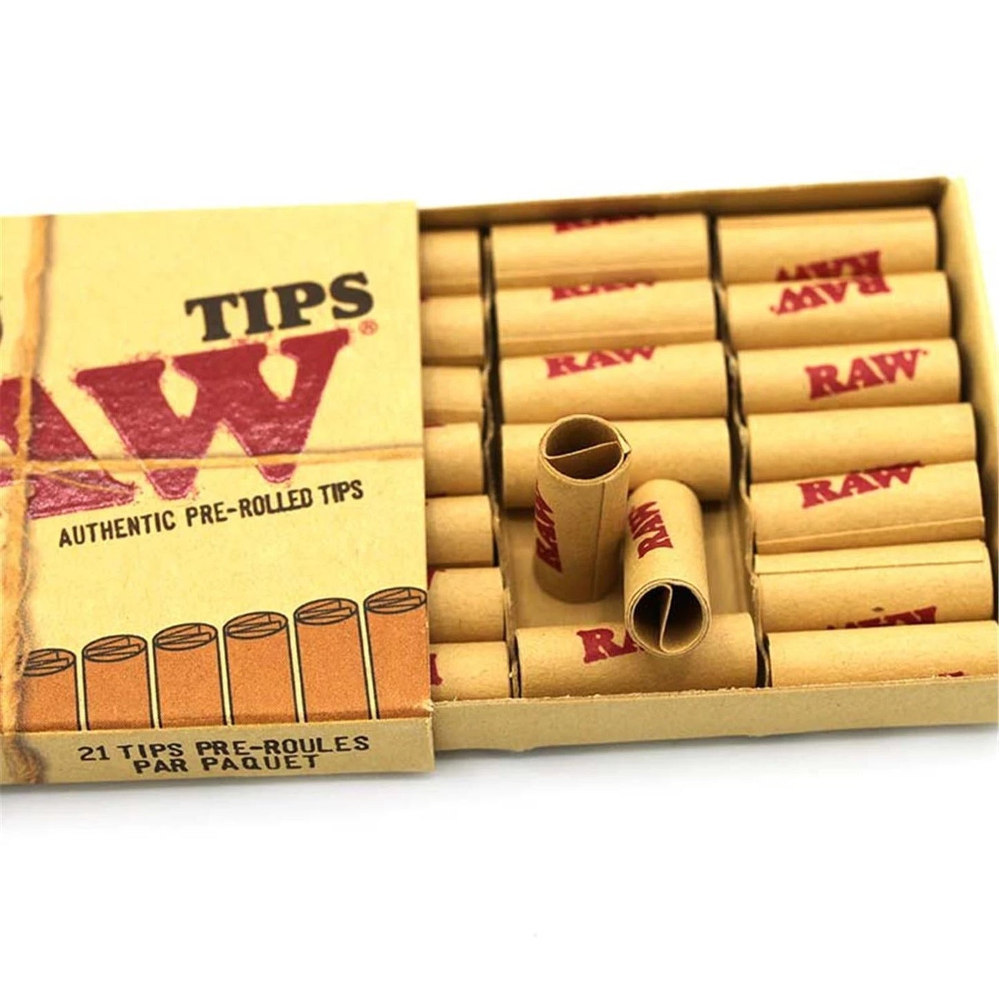 RAW PreRolled Tips - 21 vorgerollte Filter Tips - 20er Dispay RAW