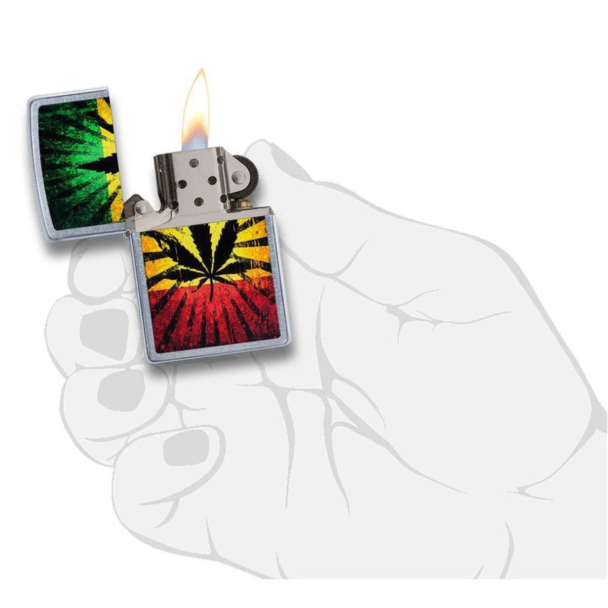 Zippo Benzinfeuerzeug Rastafari Leaf Design Zippo