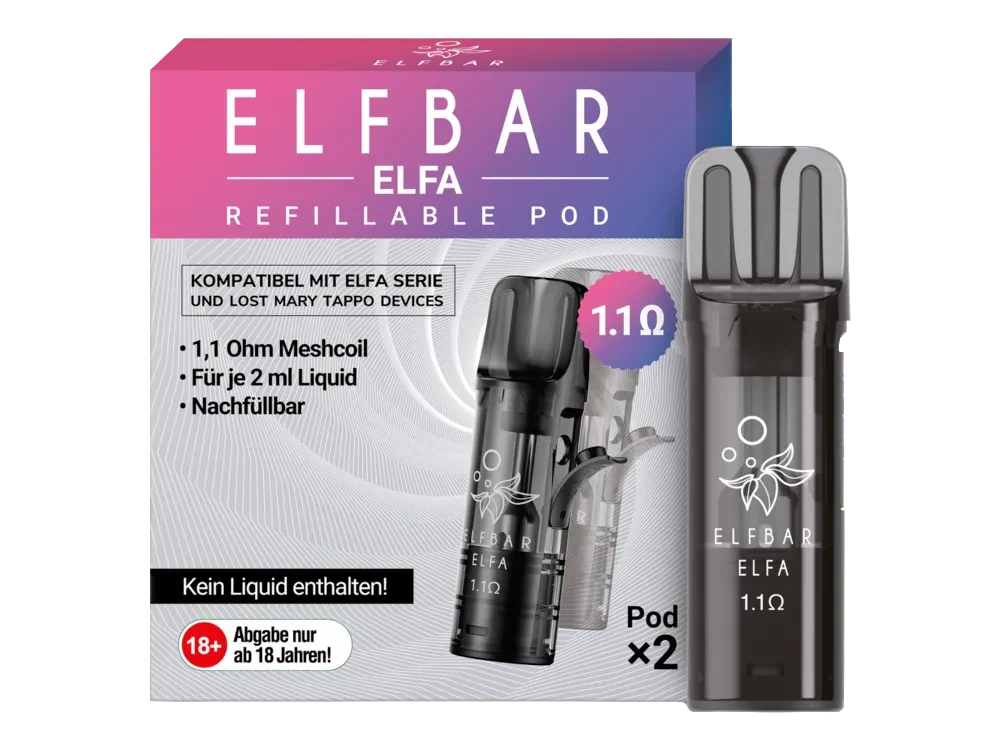ELFBAR ELFA Refillable Turbo Pod 2er Pack 0,8/1,1 Ohm Elfbar