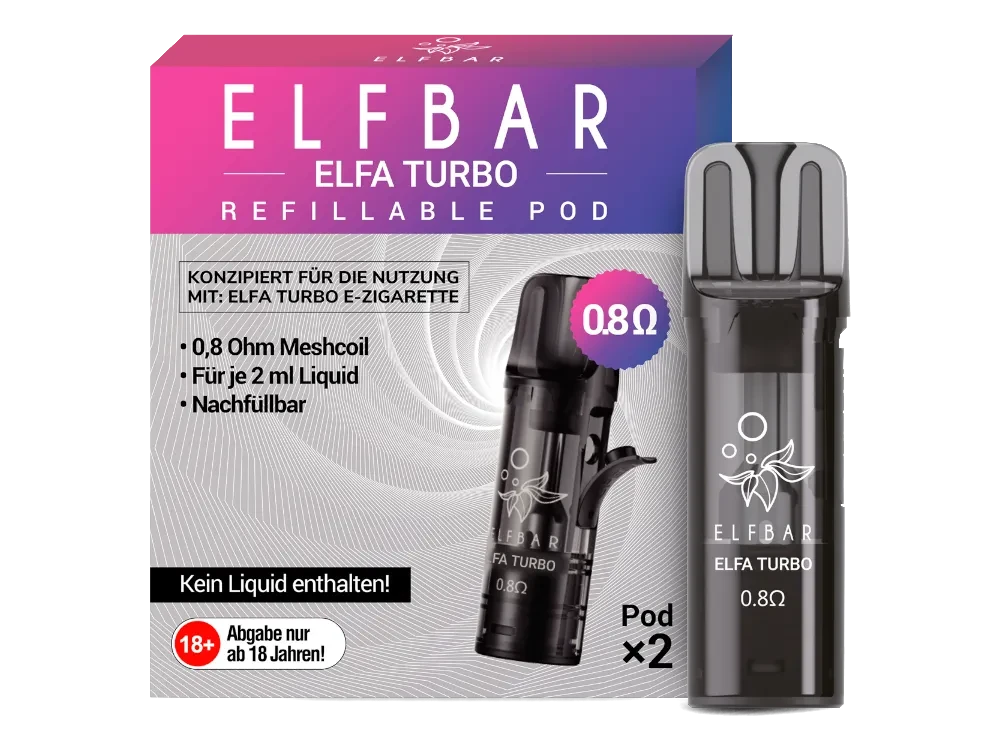 ELFBAR ELFA Refillable Turbo Pod 2er Pack 0,8/1,1 Ohm Elfbar