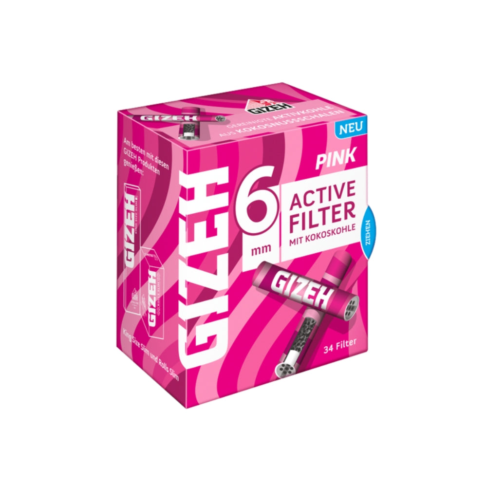 GIZEH Active Filter Ø 6mm (34 Stück) - Black & Pink