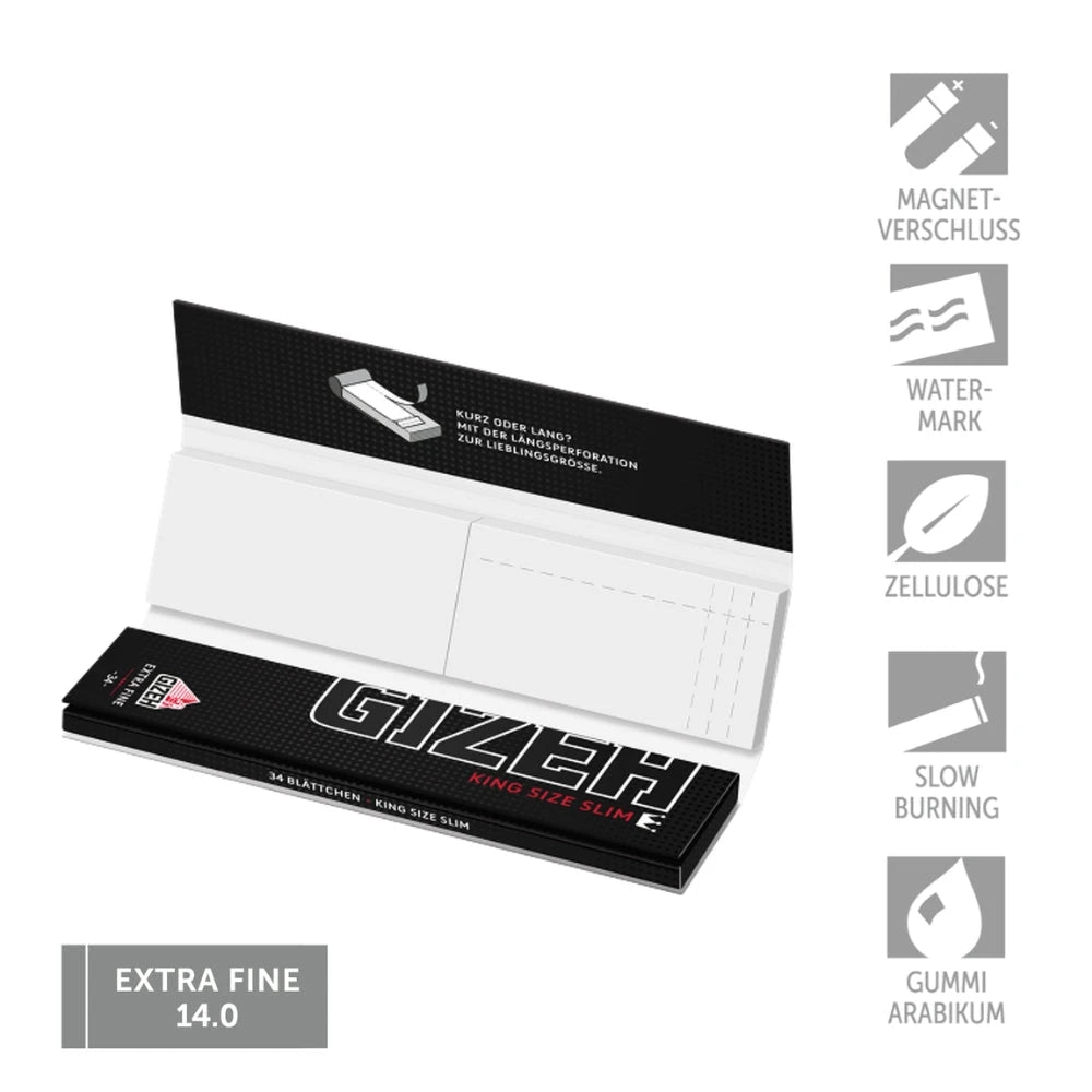GIZEH BLACK King Size Slim + Tips Gizeh