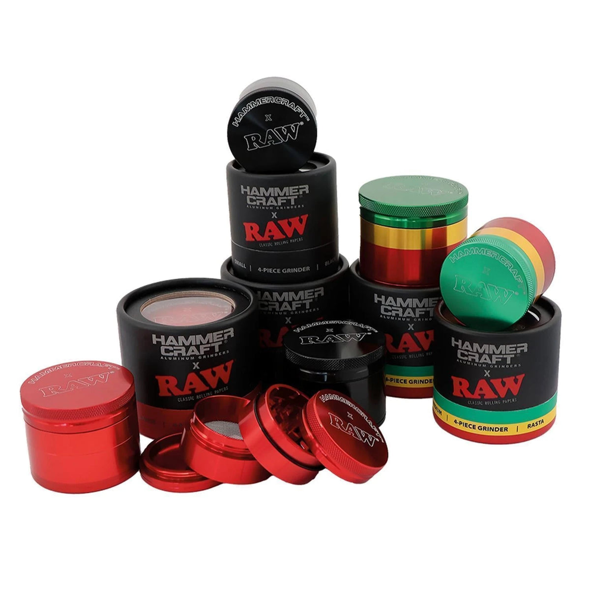 Hammercraft x RAW Grinder Black Aluminium 4-teilig Medium Ø 55 mm RAW