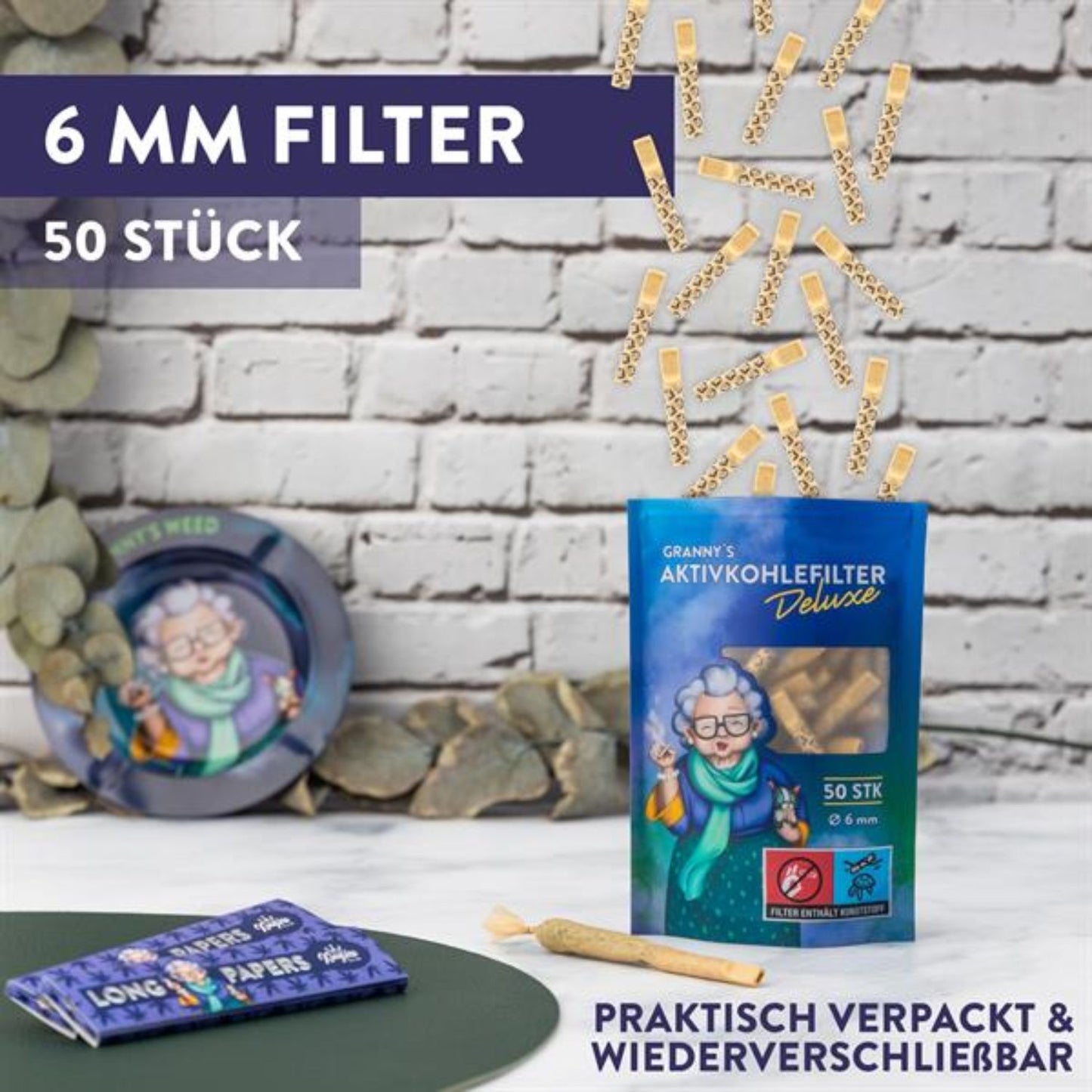 GRANNYS Weed Deluxe Aktivkohlefilter 8mm (50 Stück)