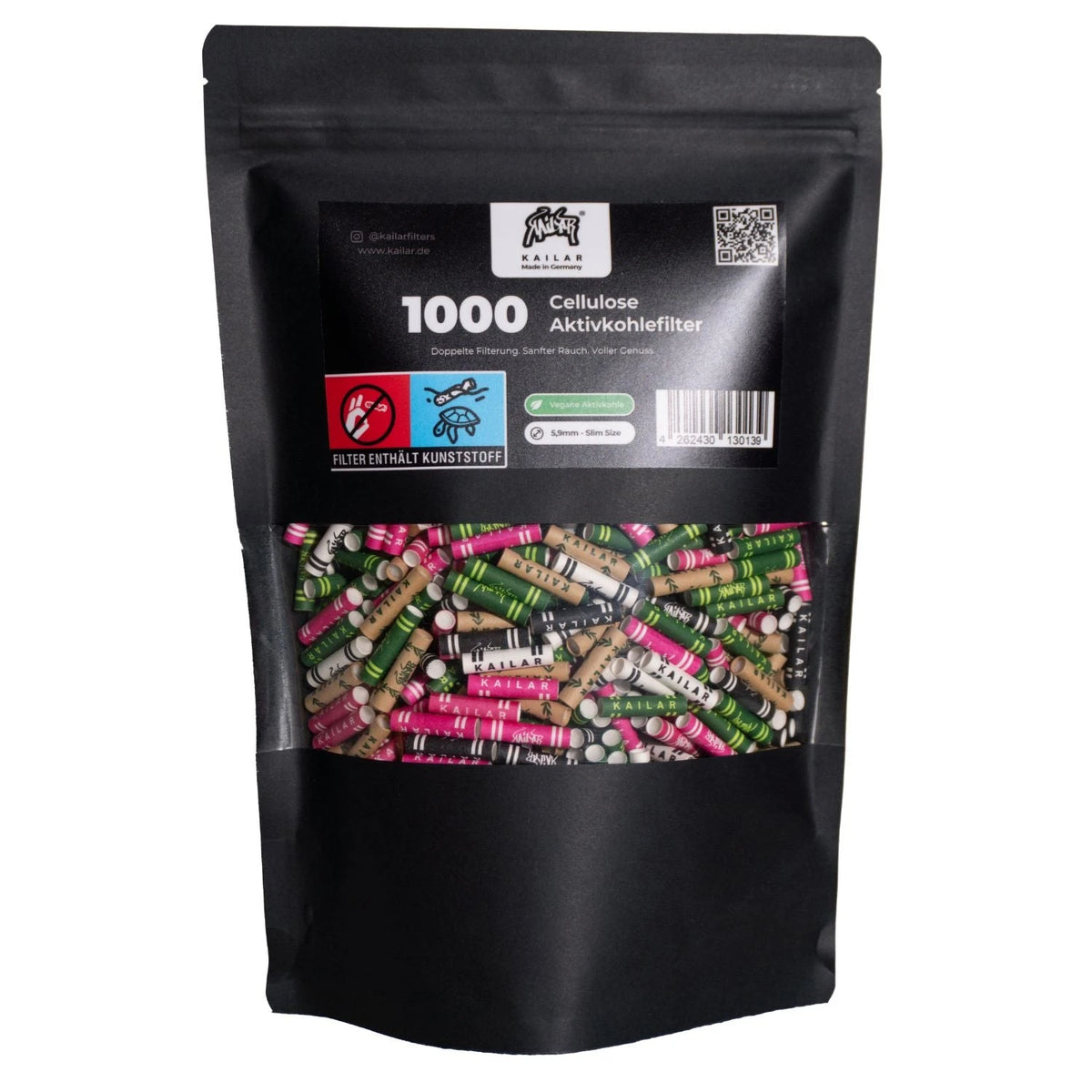 Kailar Aktivkohlefilter Cellulose Slim Mixed 6mm (1000 Stück) Kailar