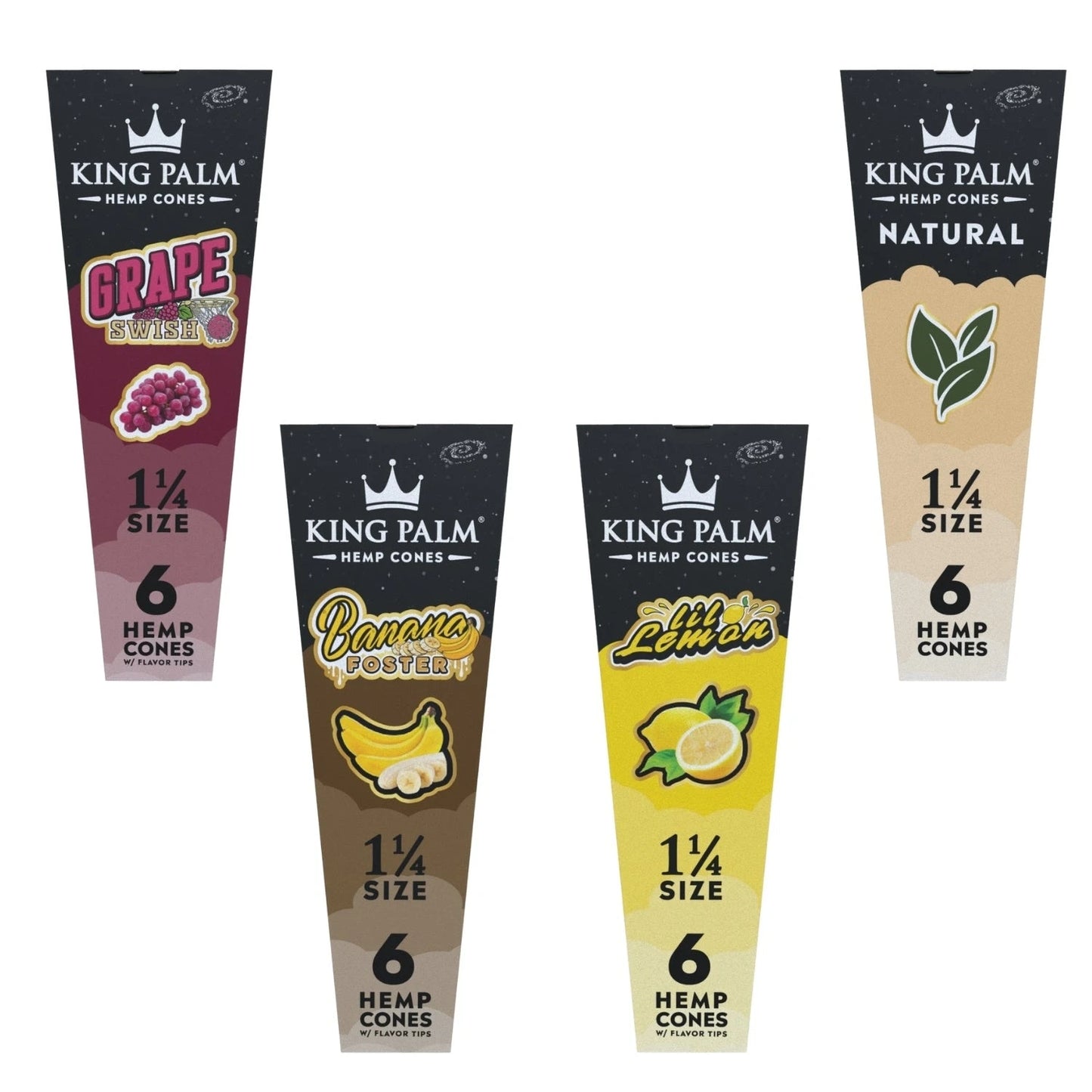 King Palm Hemp Cones 1 1/4 Size - 4 Sorten King Palm