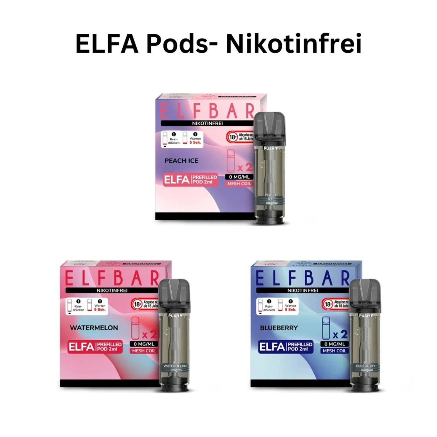 ELFBAR ELFA Pod 2er Pack Nikotinfrei 0mg/ml - verschiedene Sorten Elfbar
