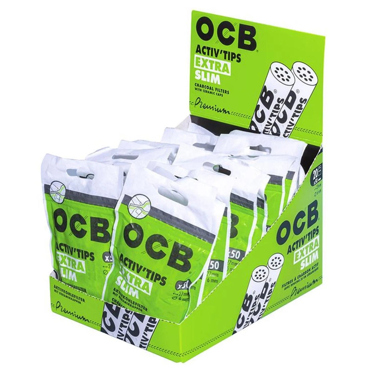 OCB Aktivkohlefilter Activ Tips Slim Ø 6 mm (50 Stück) OCB