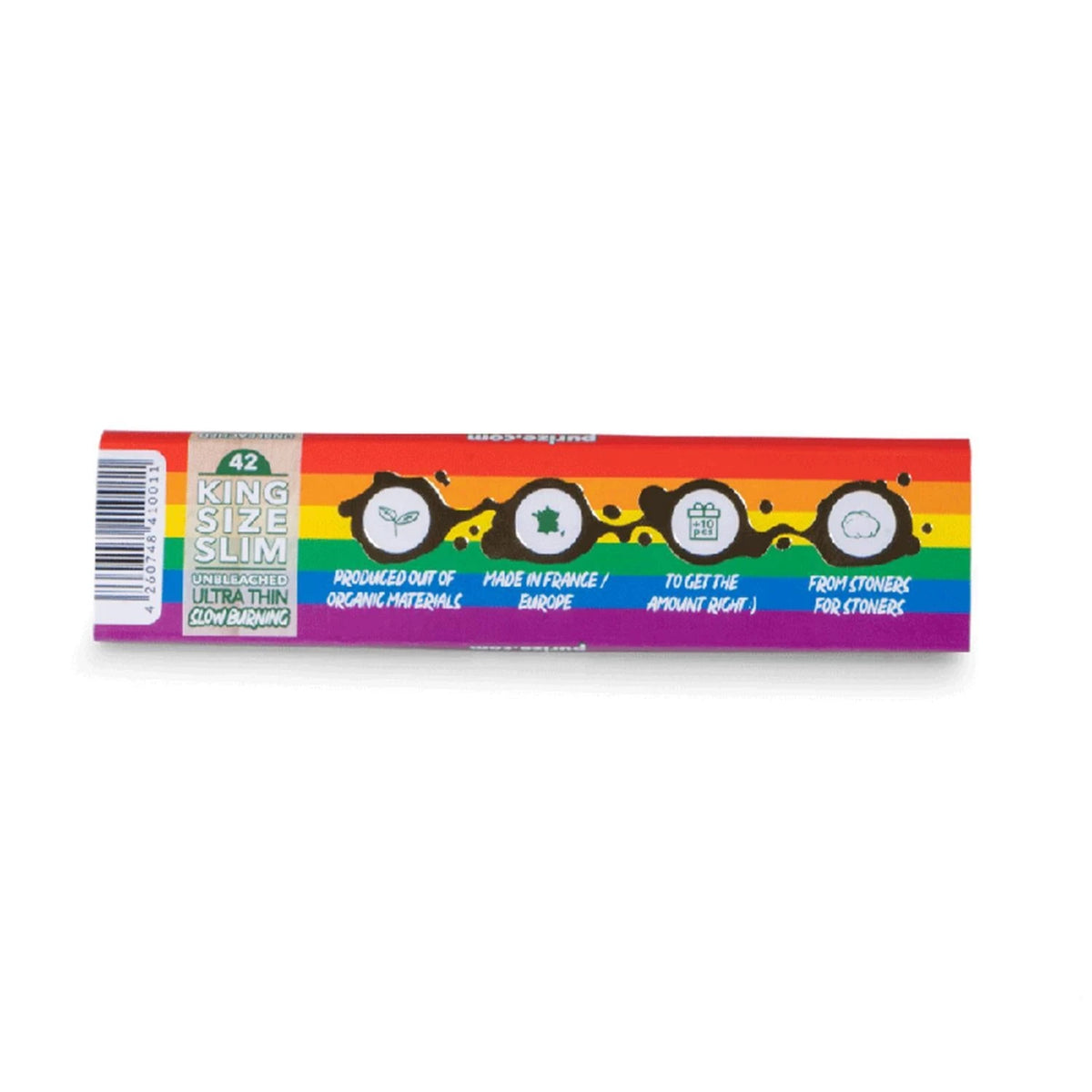 PURIZE King Size Slim – 42 Blättchen – We Love Diversity Regenbogen PURIZE