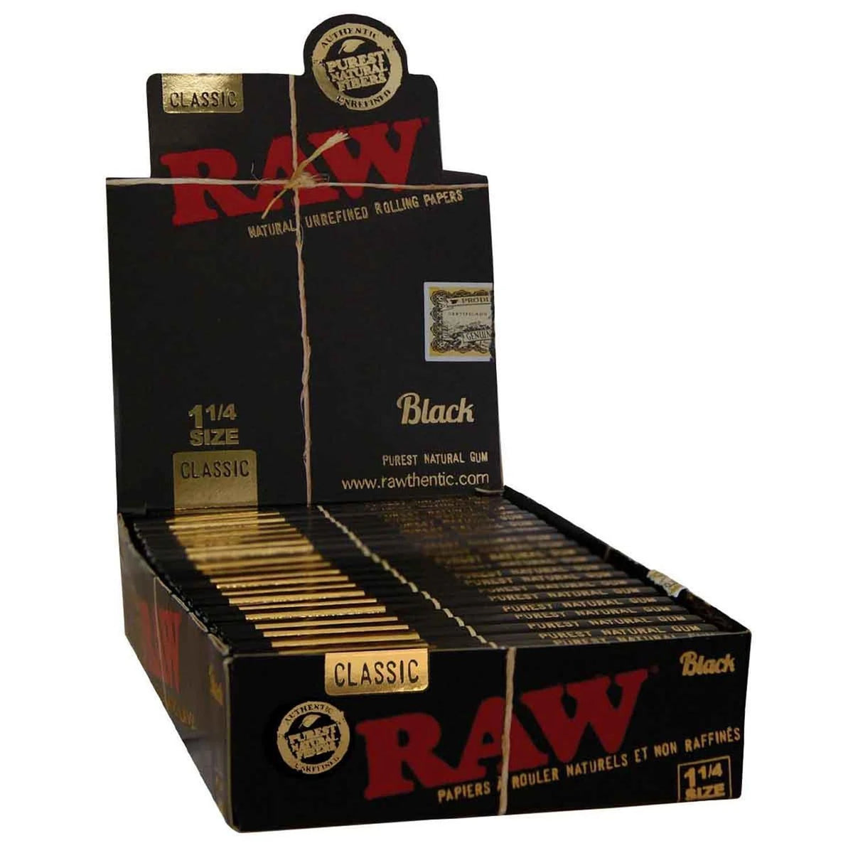 RAW Black Connoisseur Papers 1 1/4 Size + Tips RAW