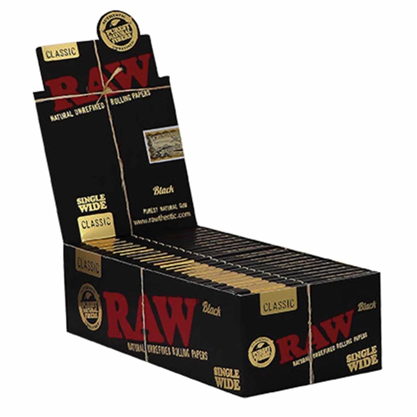 RAW Black Papers Single Wide - 100 Papers RAW