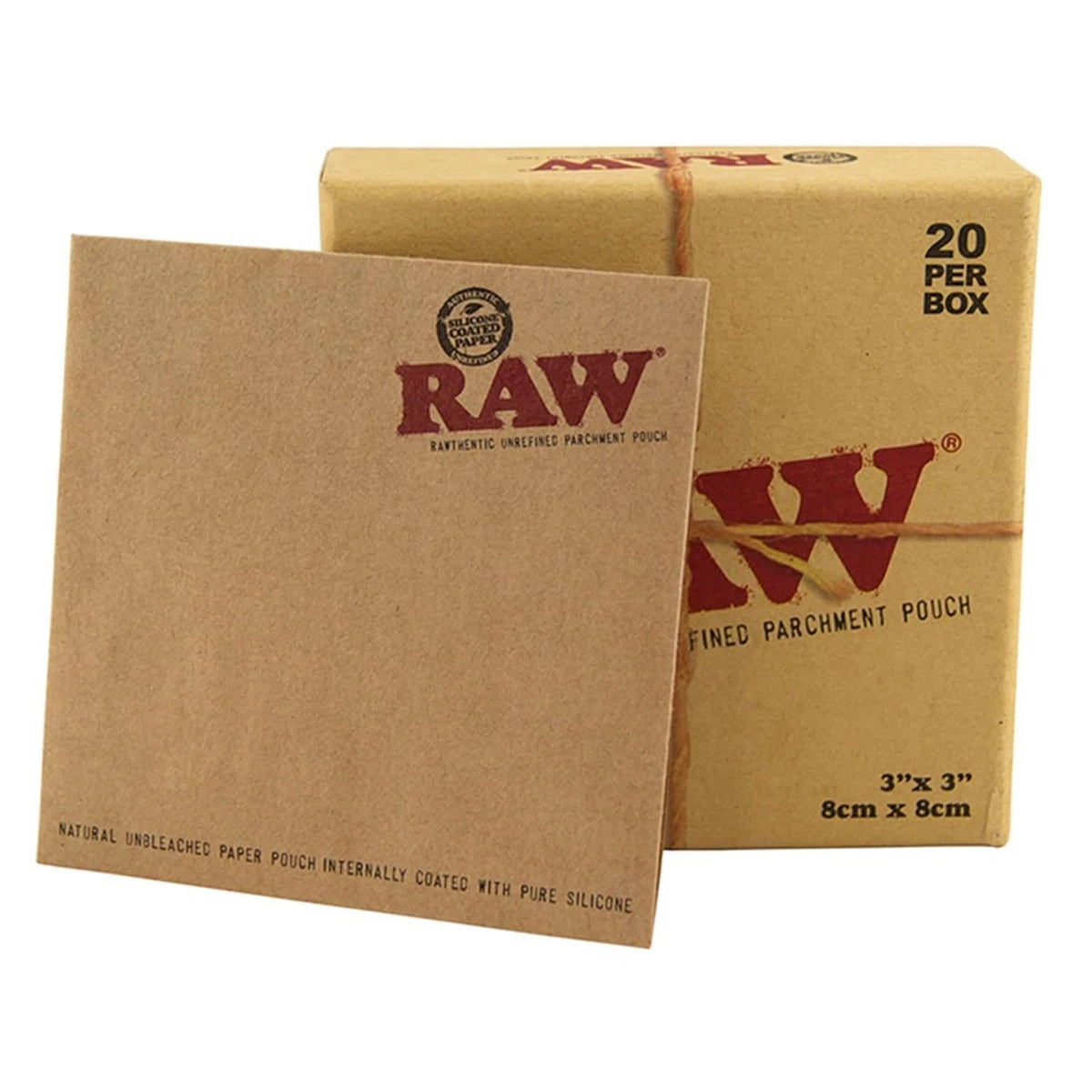 RAW Unrefined Parchment Pouch – 8cm x 8cm 20er Box RAW