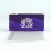 Medusa Filters Rolls & More Bleached Verpackung in Lila-Violett, Frontansicht, weißes Medusa-Logo, wellenförmiges Violett-Design, Barcode oben, weißlicher Reflexionsschatten unten