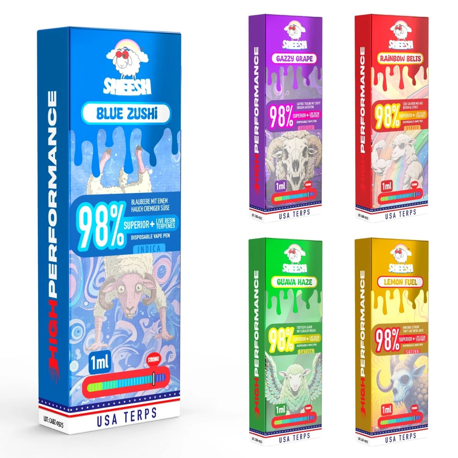 SHEESH 98% Superior Blend Vape - 5 Sorten SHEESH