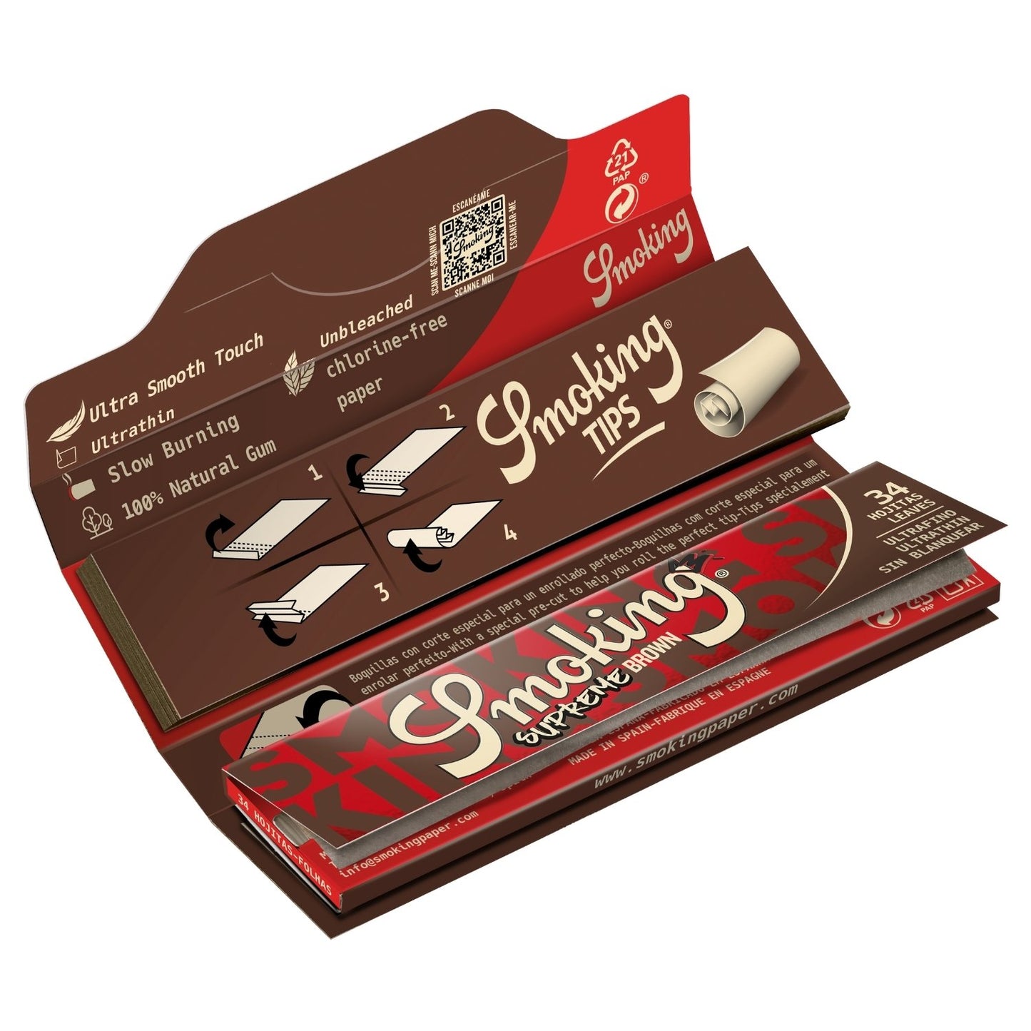 Smoking Supreme Brown King Size Slim Papers + Tips