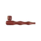 Wapi Amaranth Holzpfeife, handgefertigte Pfeife aus rotem Amaranthholz mit wellenförmigem Griff und eckigem Kopf, Seitenansicht, weißer Hintergrund