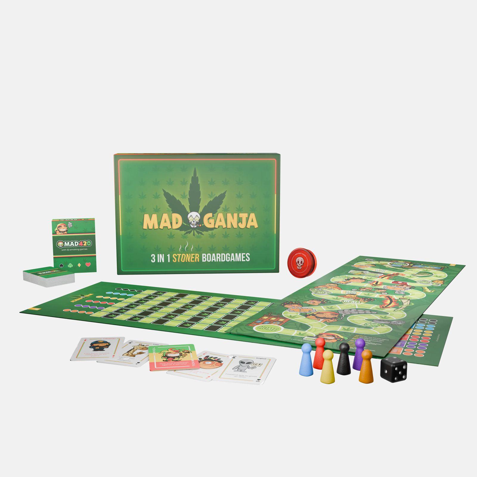 Mad Ganja - Party Cannabis Brettspiel 3 in 1 Mad Party Games