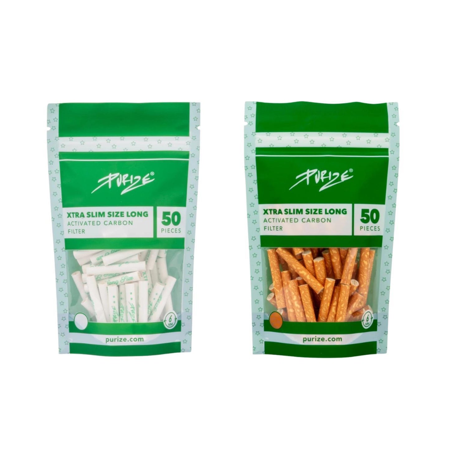 PURIZE Aktivkohlefilter XTRA Long Size 6mm (50 Stück)