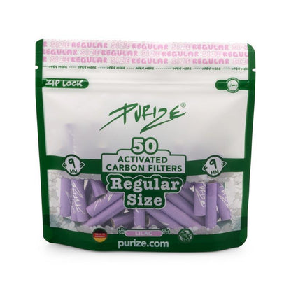 PURIZE Aktivkohlefilter Regular Size 9mm - verschiedene Farben (50 Stück)