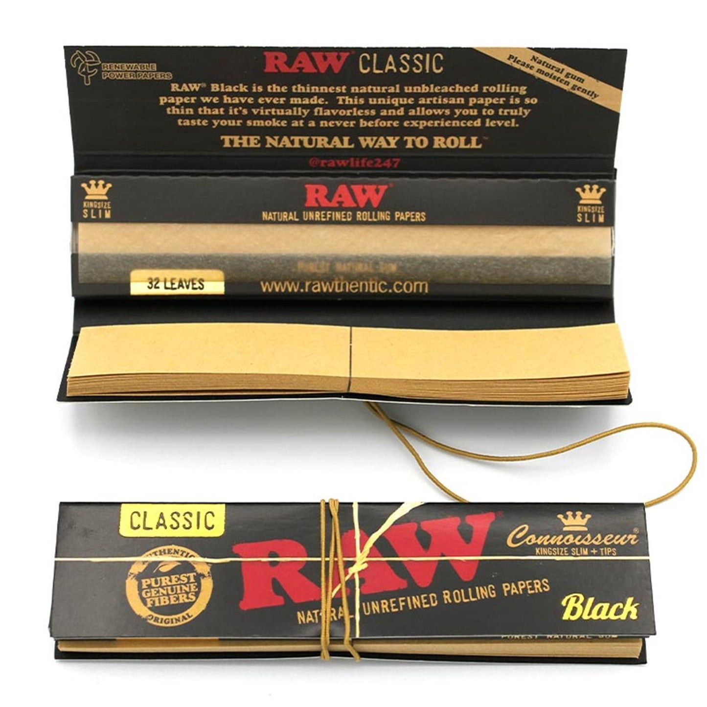 RAW Black Connoisseur Papers King Size Slim + Tips