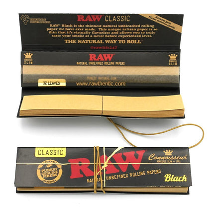 RAW Black Connoisseur Papers King Size Slim + Tips