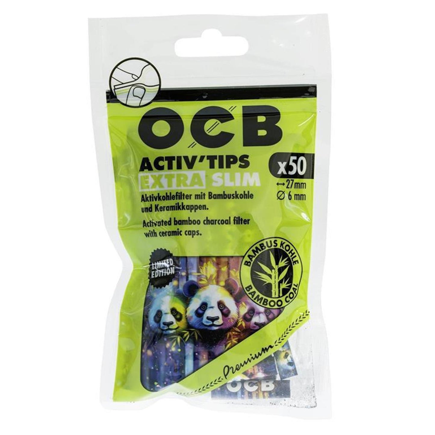 OCB Aktivkohlefilter Bambuskohle 6mm (50 Stück)