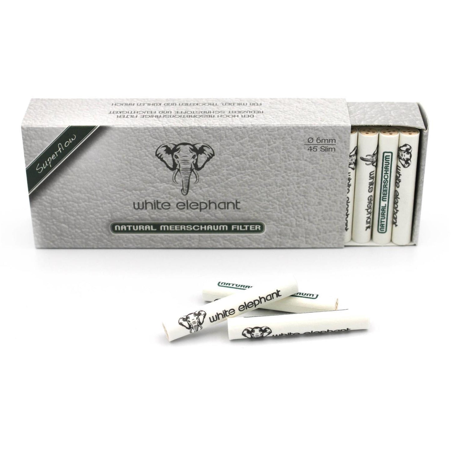 White Elephant Natur Meerschaumfilter 6 mm 45 Stück