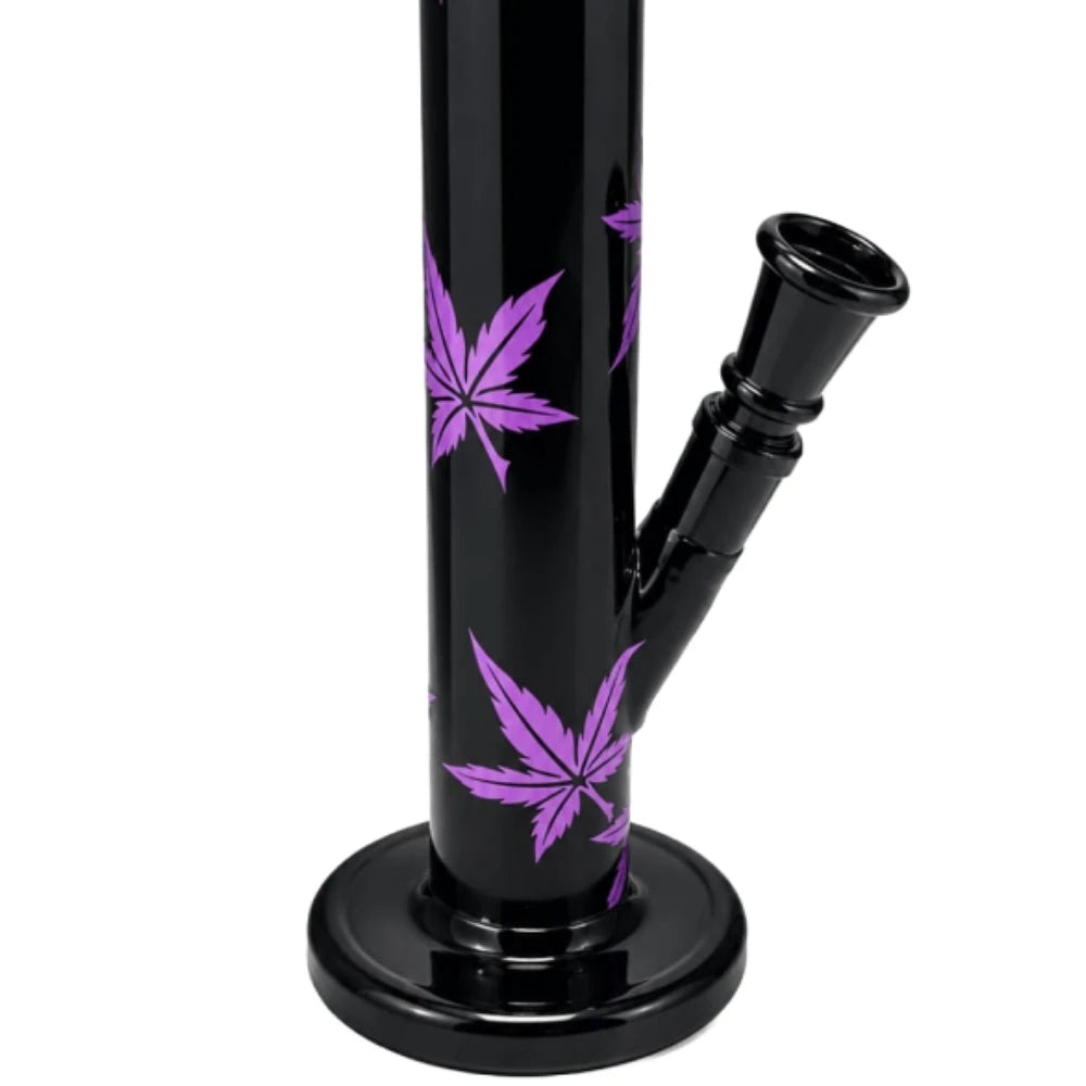 Glasbong Black Purple Leaf | H: 32cm, Ø: 40mm, Schl.: 18,8mm