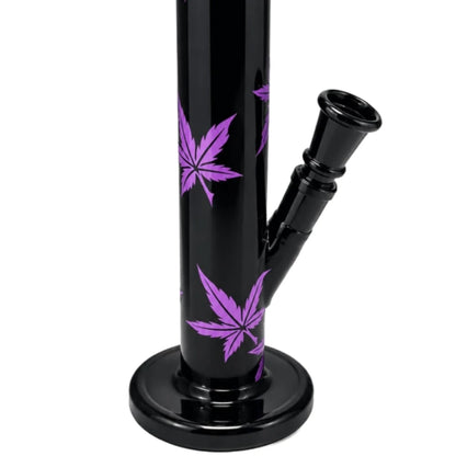 Glasbong Black Purple Leaf | H: 32cm, Ø: 40mm, Schl.: 18,8mm