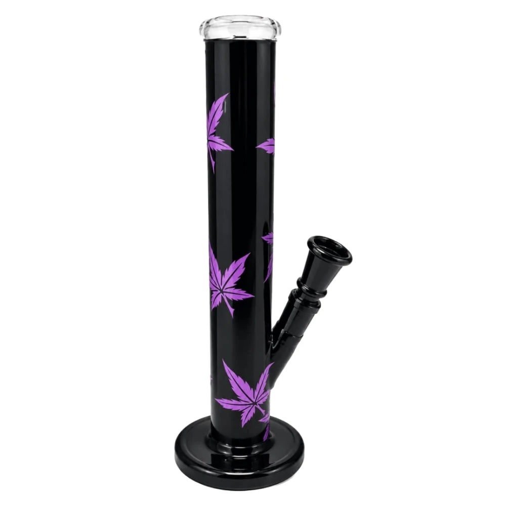 Glasbong Black Purple Leaf | H: 32cm, Ø: 40mm, Schl.: 18,8mm