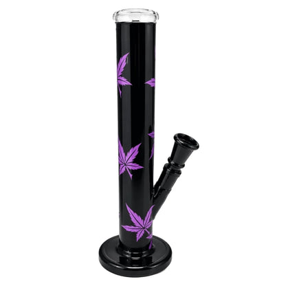 Glasbong Black Purple Leaf | H: 32cm, Ø: 40mm, Schl.: 18,8mm