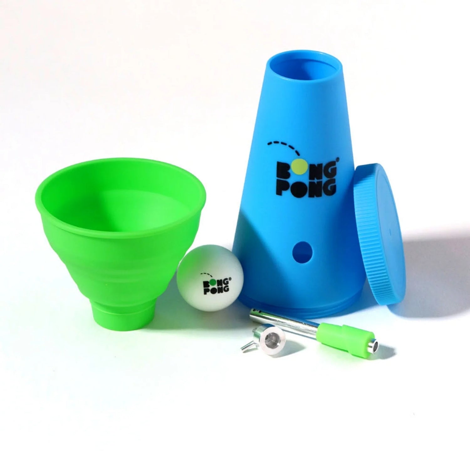 Bong Pong Set – Partyspiel mit 12 Bongs & 4 Bällen