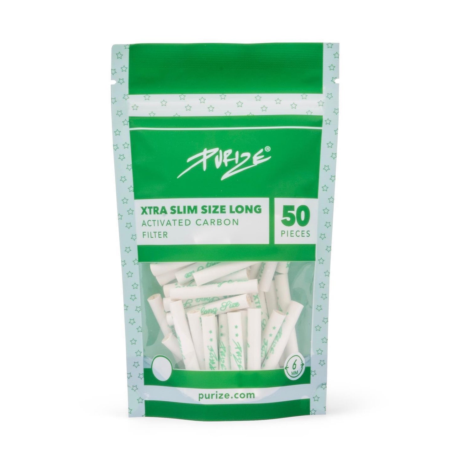 PURIZE Aktivkohlefilter XTRA Long Size 6mm (50 Stück)