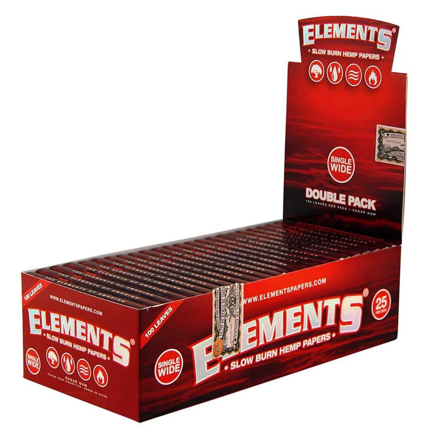 Elements Red Papers Single Wide - Hemp Papers