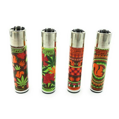 CLIPPER Feuerzeug Bunte Marihuana Blätter und Eichhörnchen