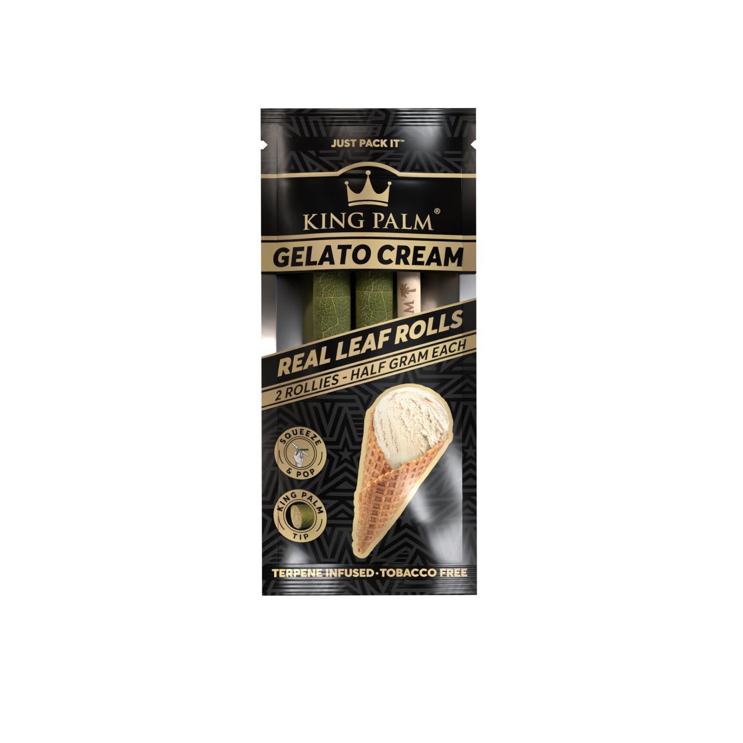King Palm Rollies Gelato Cream Real Leaf Rolls – 2er Pack terpene-infused Blattröhrchen à 0,5g, tabakfrei