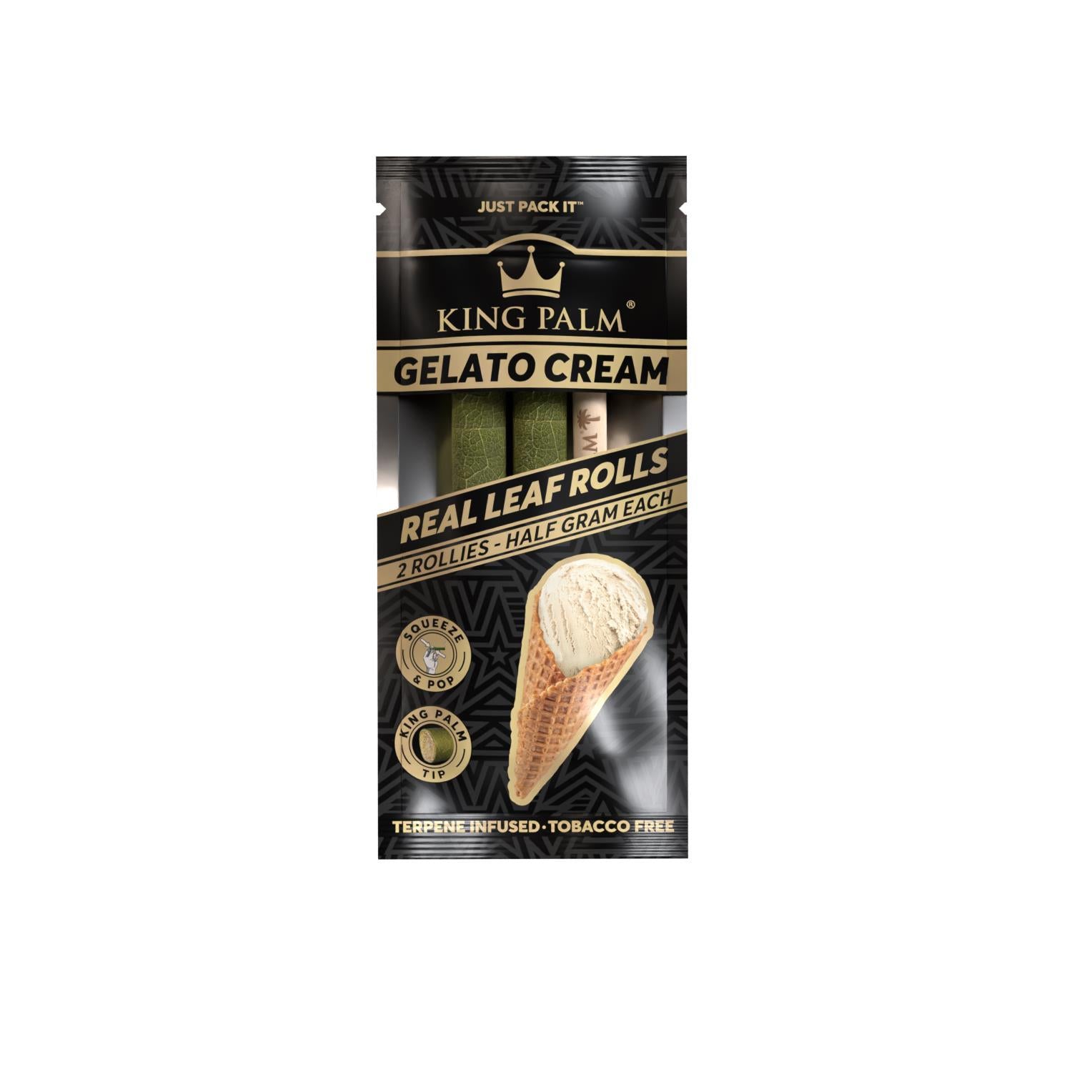 King Palm Rollies Gelato Cream Real Leaf Rolls – 2er Pack terpene-infused Blattröhrchen à 0,5g, tabakfrei