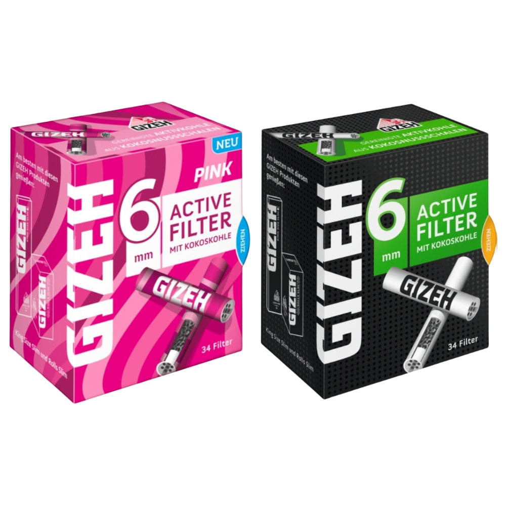 GIZEH Active Filter Ø 6mm (34 Stück) - Black & Pink