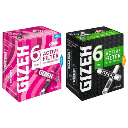 GIZEH Active Filter Ø 6mm (34 Stück) - Black & Pink
