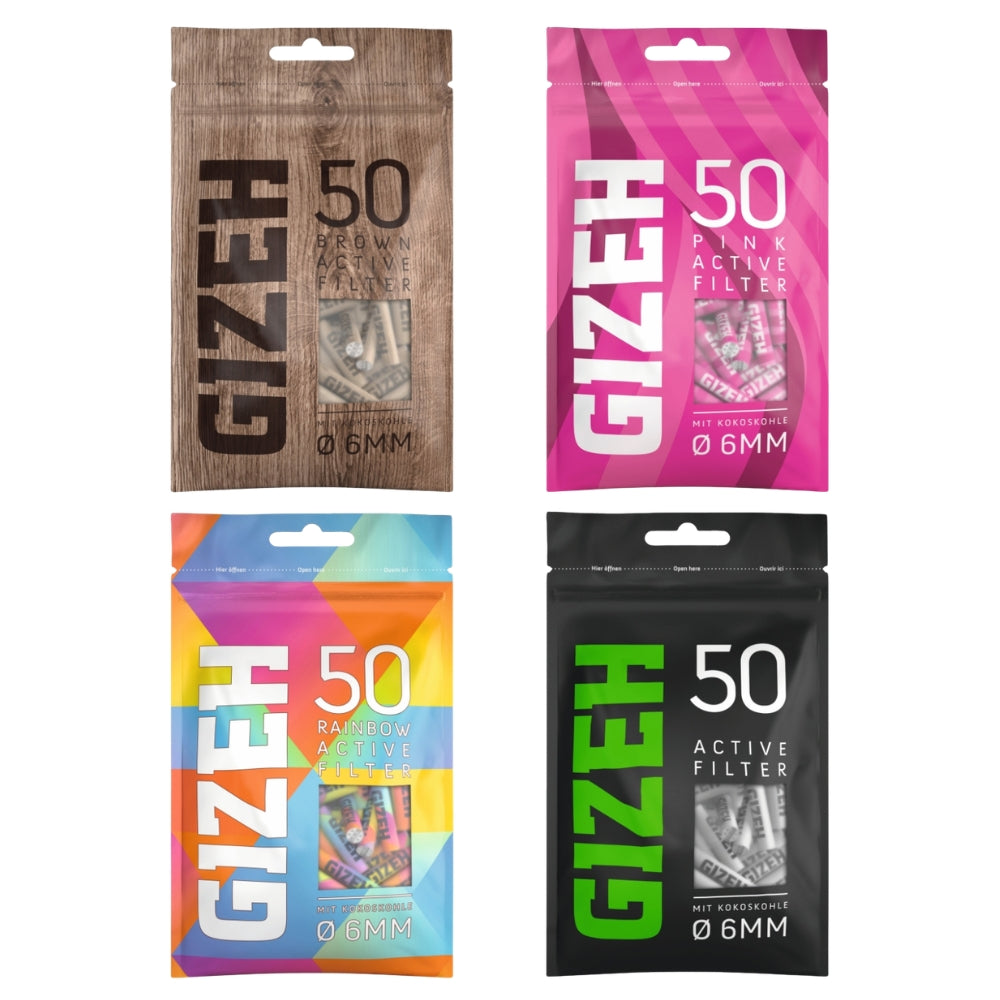 GIZEH Active Filter Ø 6mm (50 Stück) - 4 Farben