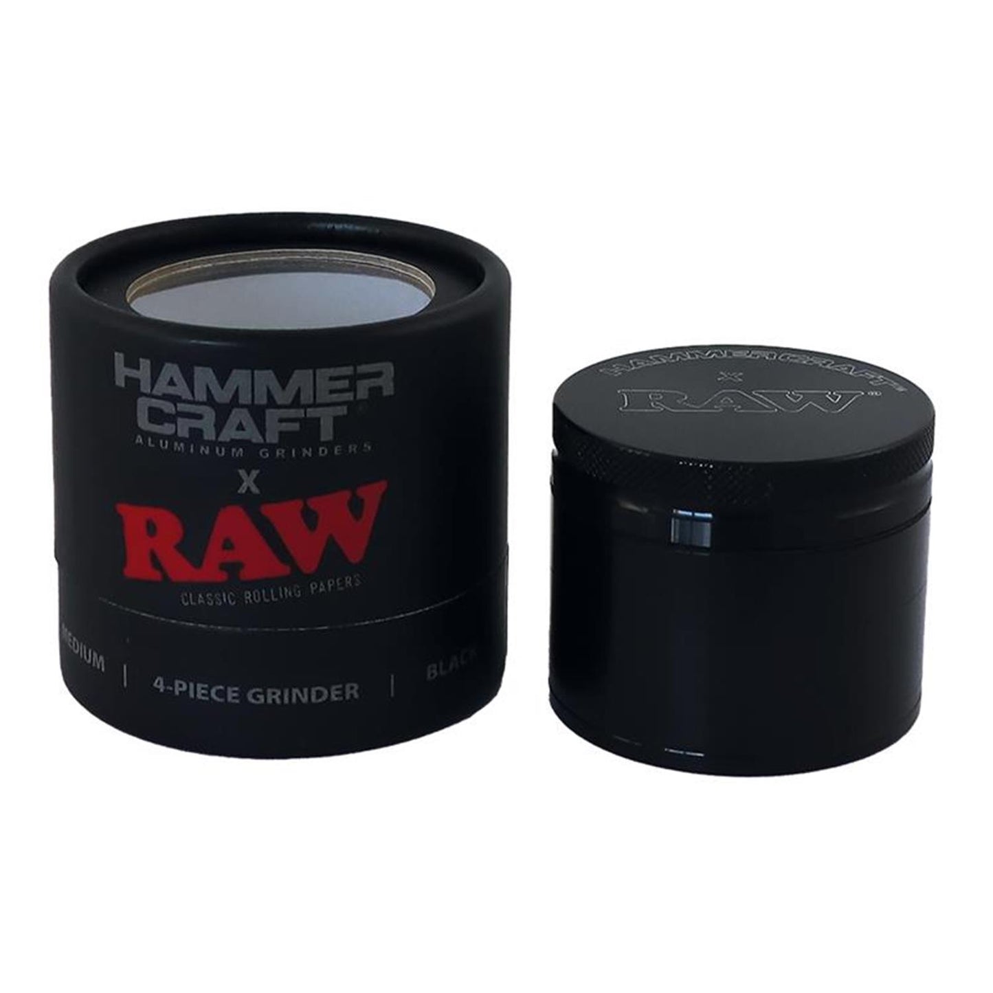 Hammercraft x RAW Grinder Black Aluminium 4-teilig Medium Ø 55 mm
