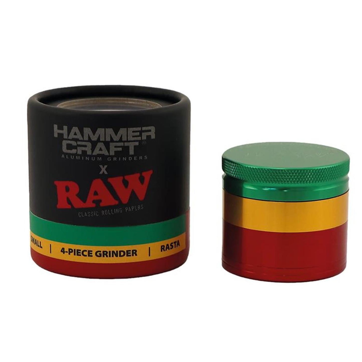 Hammercraft x RAW Grinder Rasta Aluminium 4-teilig Small Ø 49 mm