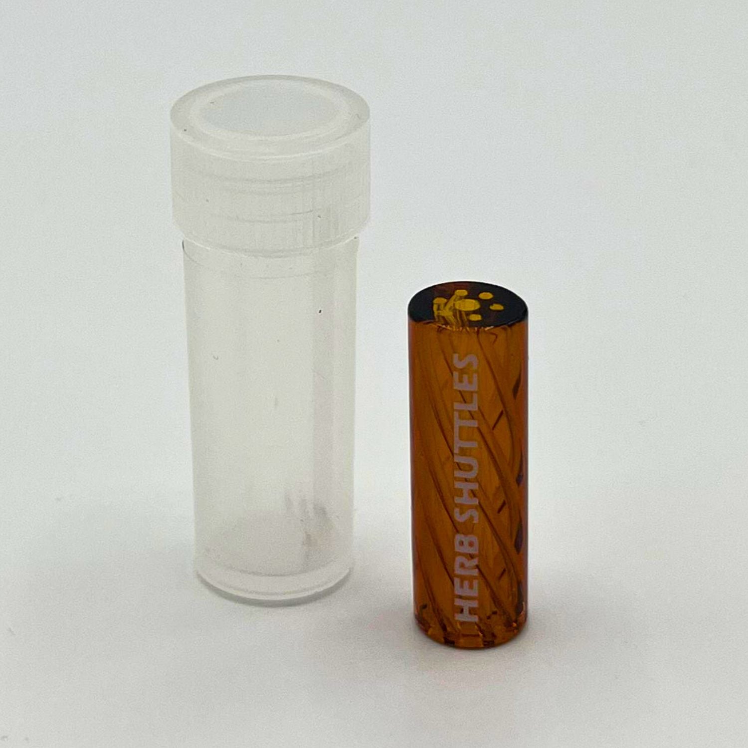 Herb Shuttles Glas Spiral-Tip 10mm in Amber mit transparenter Aufbewahrungsdose