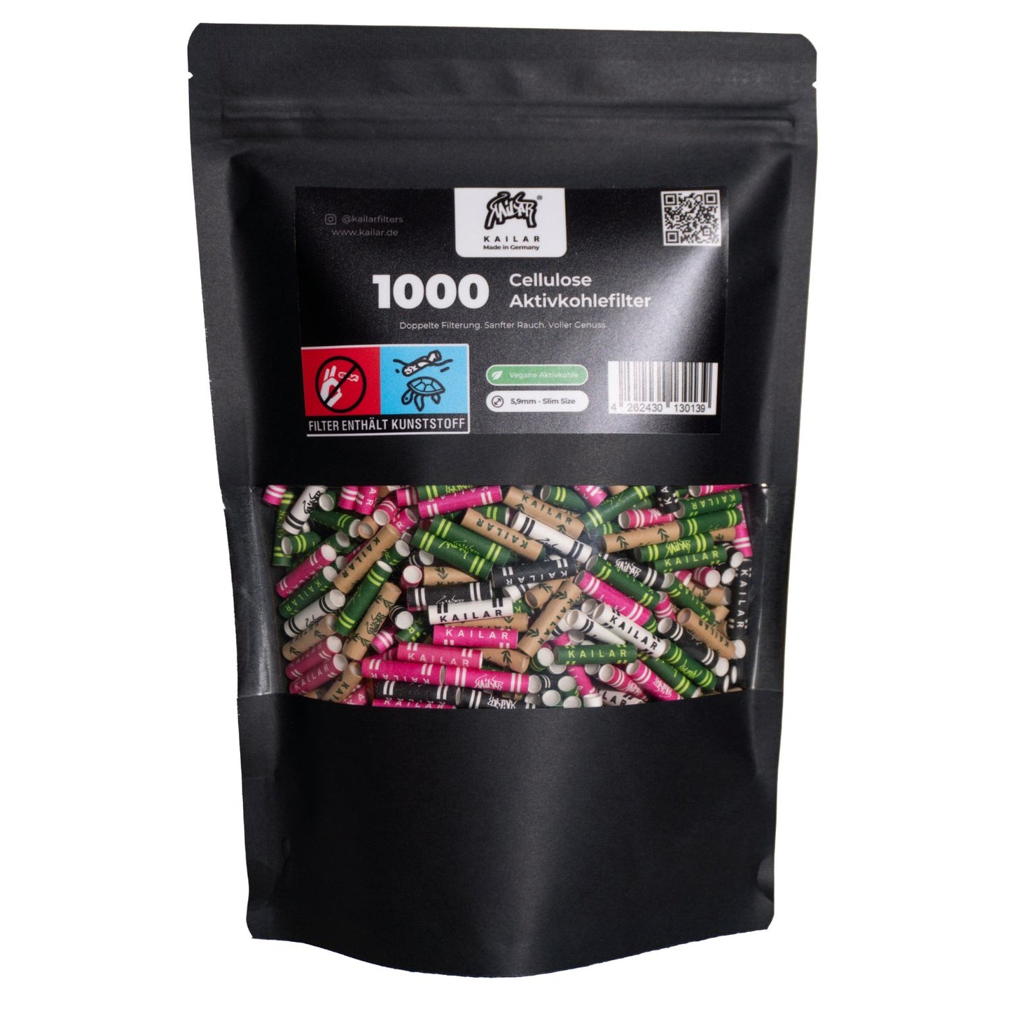 Kailar Aktivkohlefilter Cellulose Slim Mixed 6mm (1000 Stück)