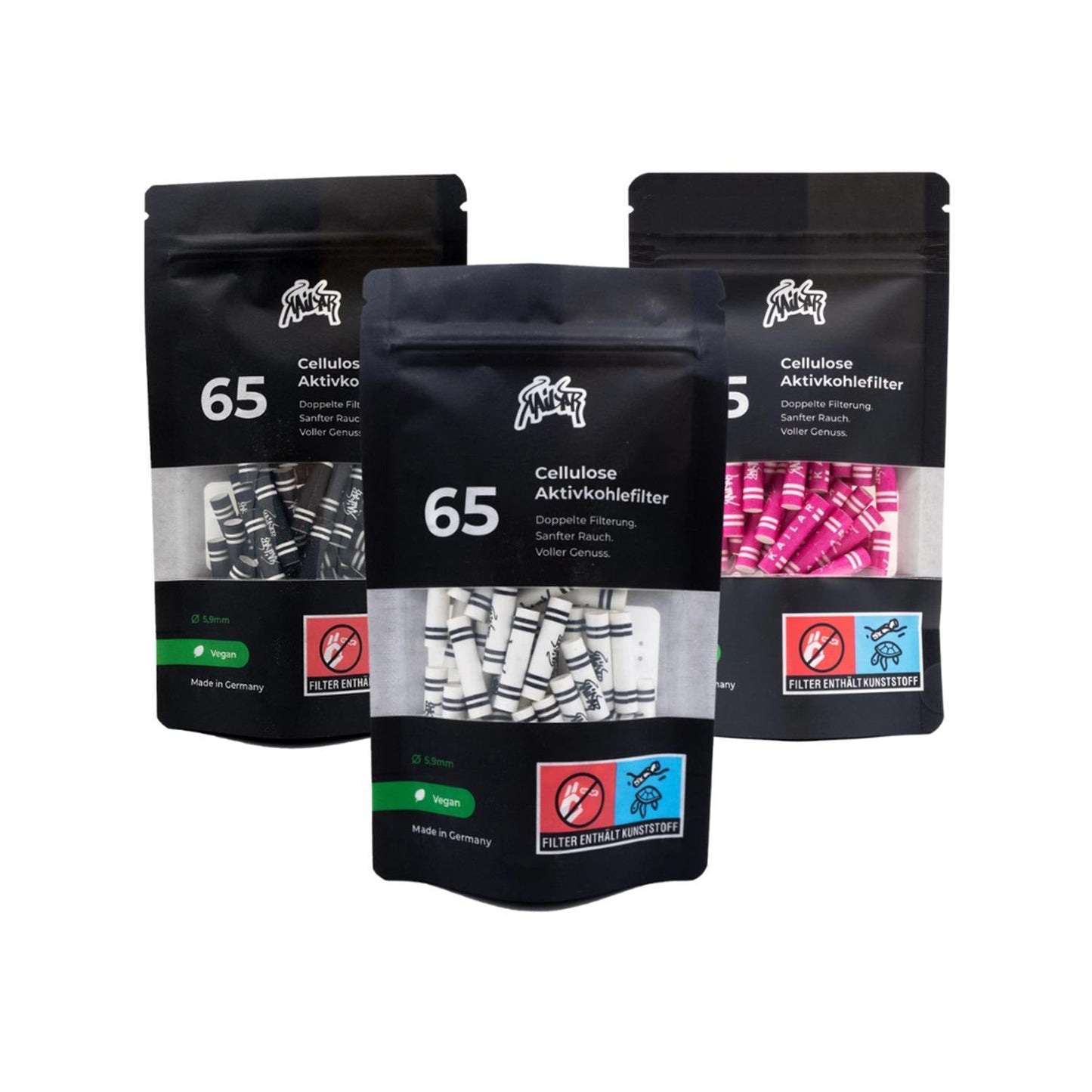 Kailar Aktivkohlefilter Cellulose Slim 6mm (65 Stück)