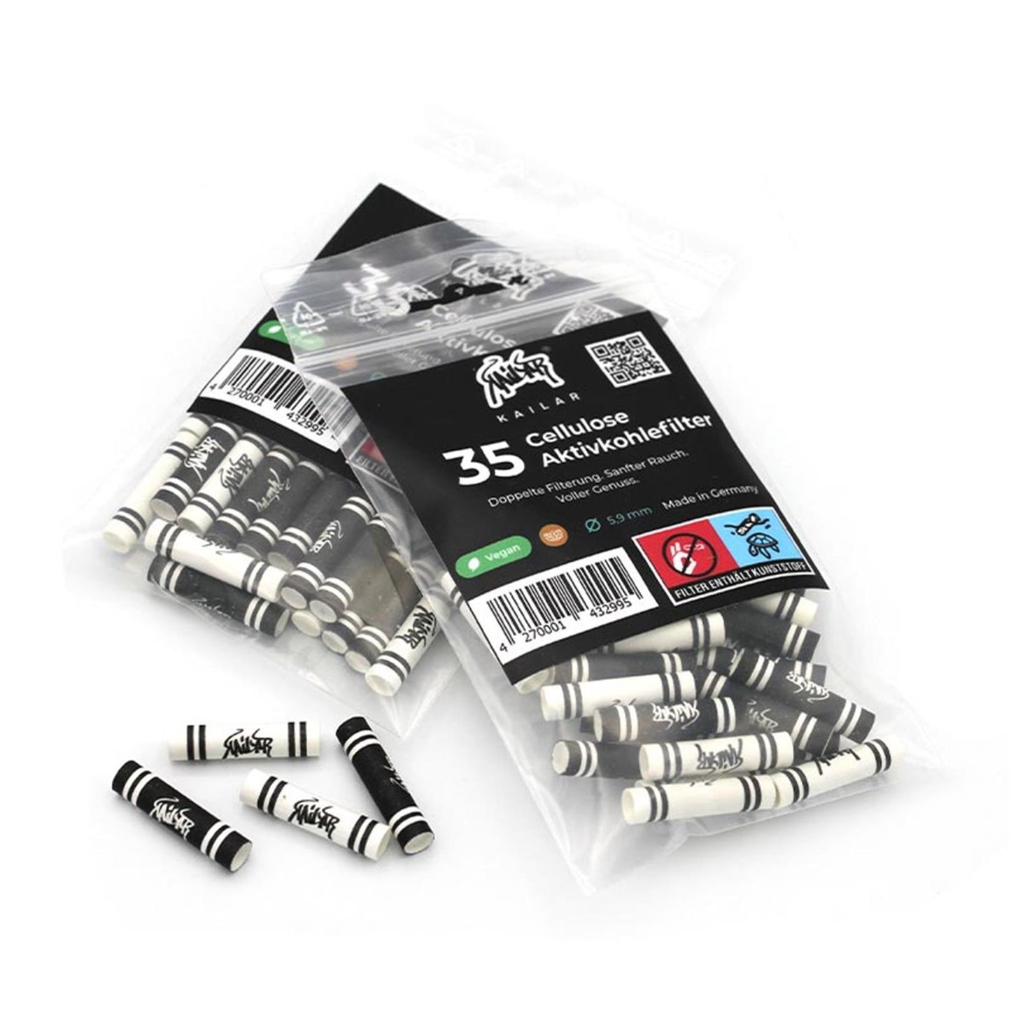Kailar Aktivkohlefilter Cellulose Slim Mixed 6mm (35 Stück)