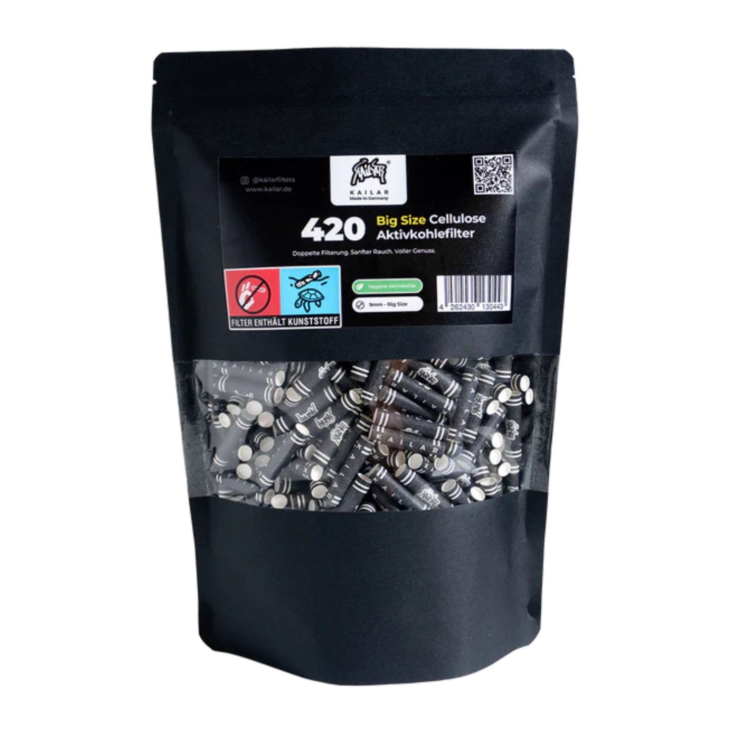 Kailar Aktivkohlefilter 9mm Cellulose schwarz (420 Stück)